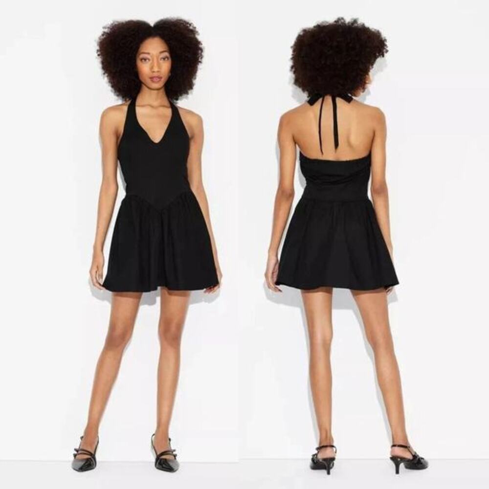 Wild Fable Women's Halter‎ Neck Sleeveless Mini Skater Dress Black Size XS
